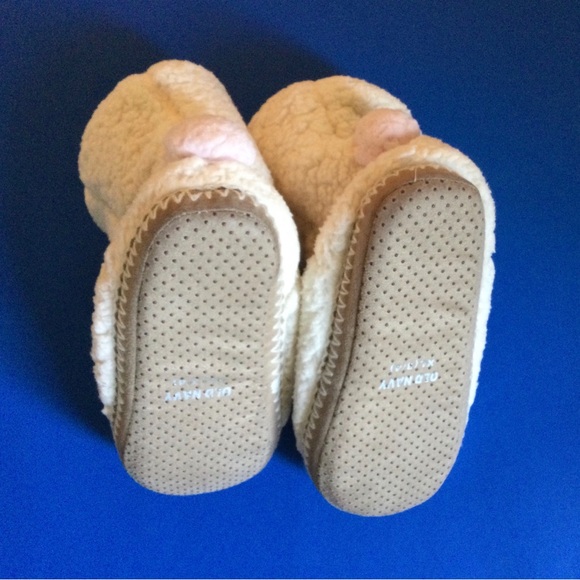 Old Navy Girls Size XL (3/4) Off White w/Pink Inside Fluffy Bunny Bootie Slipper - Picture 3 of 5